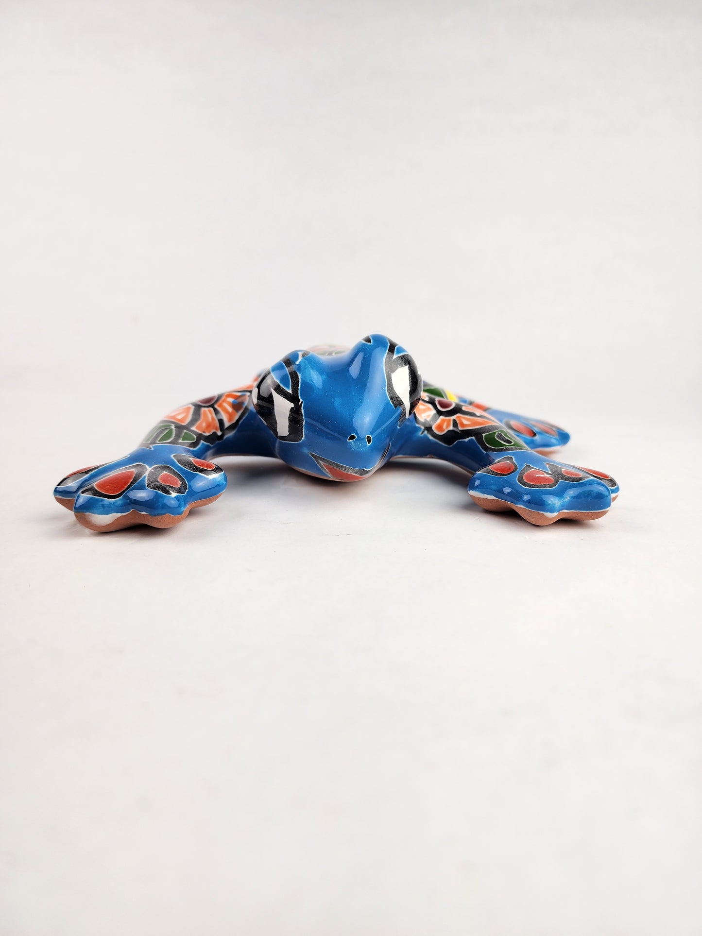 Sky Blue Talavera-Style Frog – Handcrafted Mexican Folk Art Décor