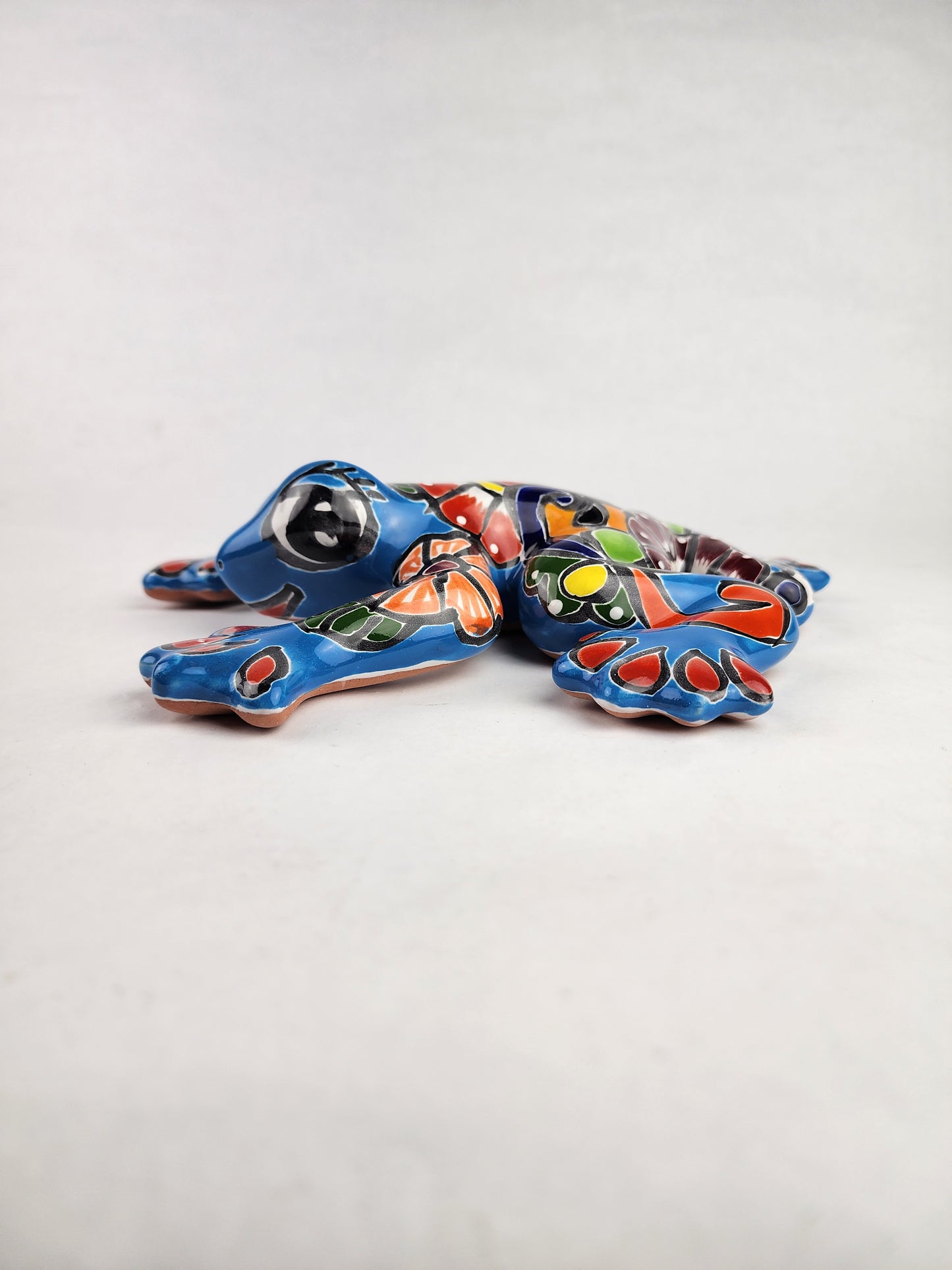 Sky Blue Talavera-Style Frog – Handcrafted Mexican Folk Art Décor