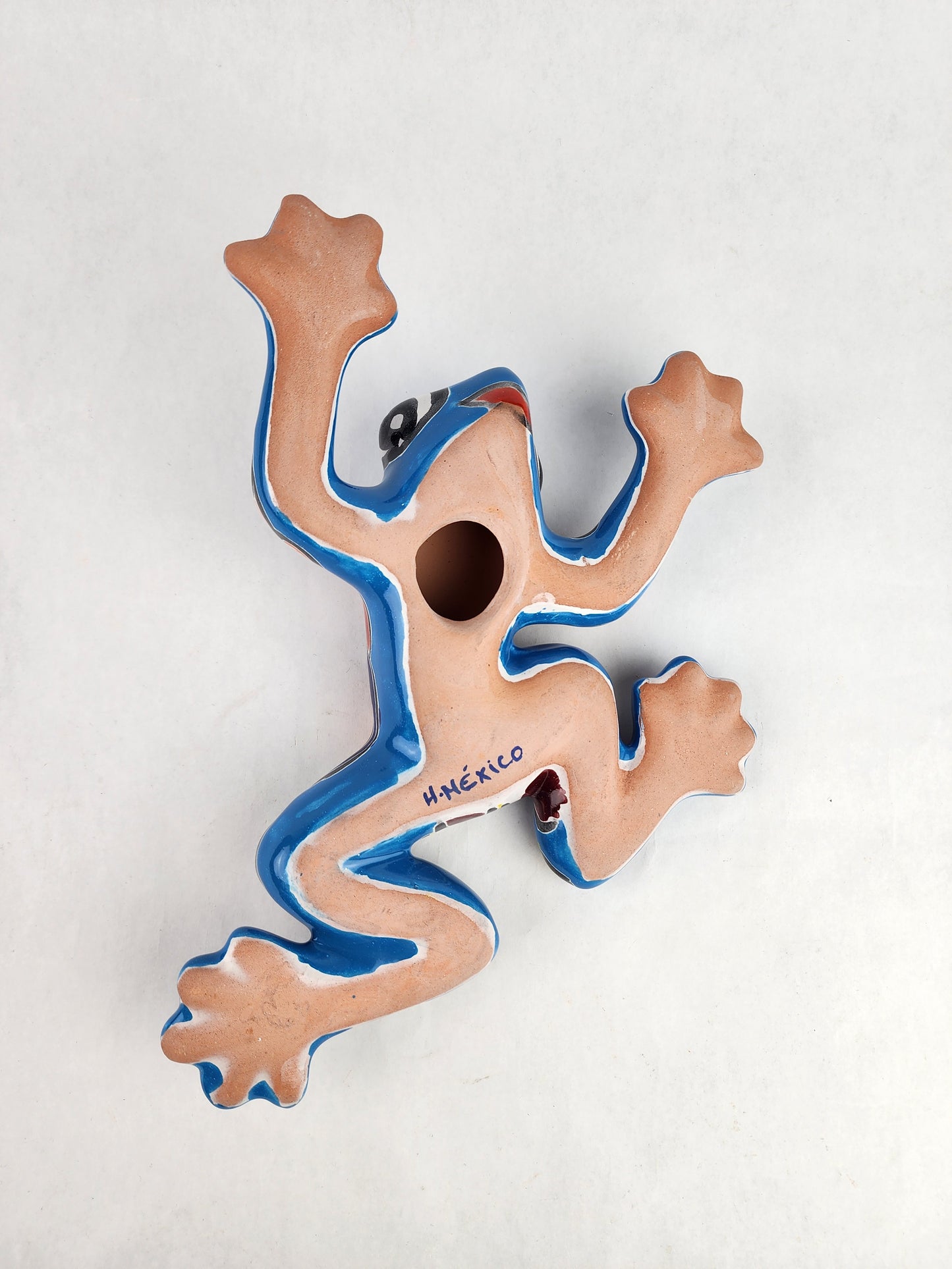 Sky Blue Talavera-Style Frog – Handcrafted Mexican Folk Art Décor