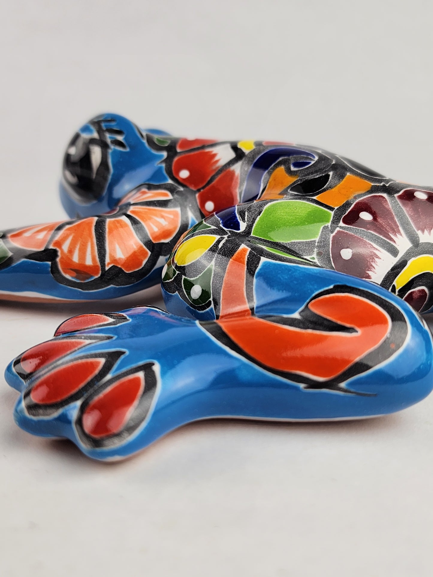 Sky Blue Talavera-Style Frog – Handcrafted Mexican Folk Art Décor