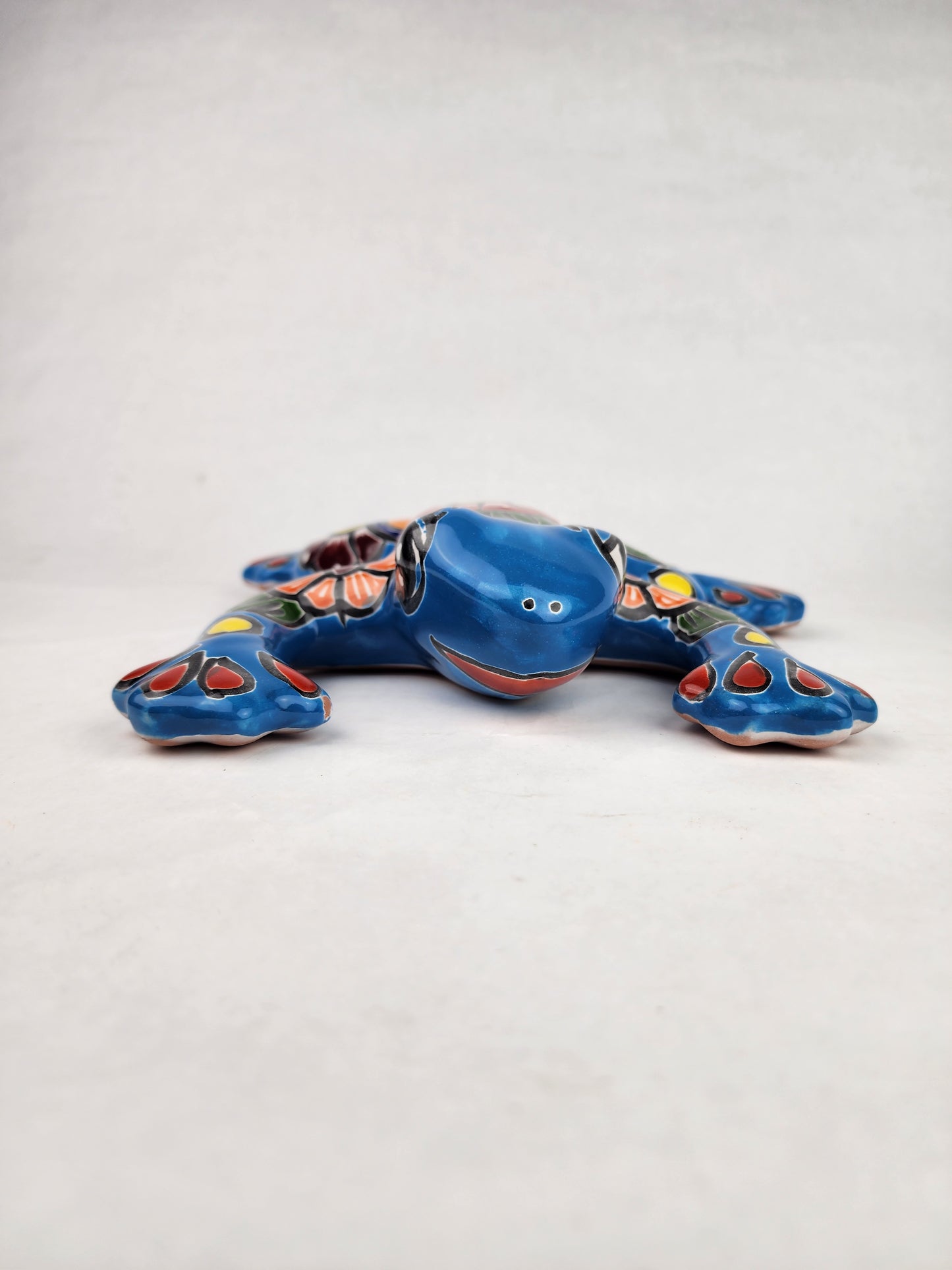 Sky Blue Talavera-Style Frog – Handcrafted Mexican Folk Art Décor