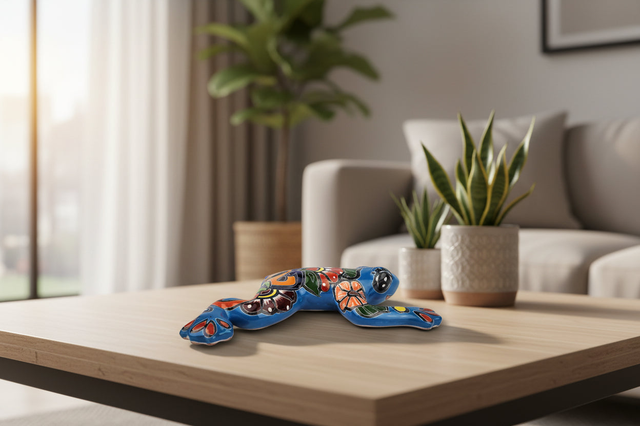 Decorative frog with floral patterns