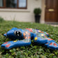 Decorative ceramic frog with colorful patterns