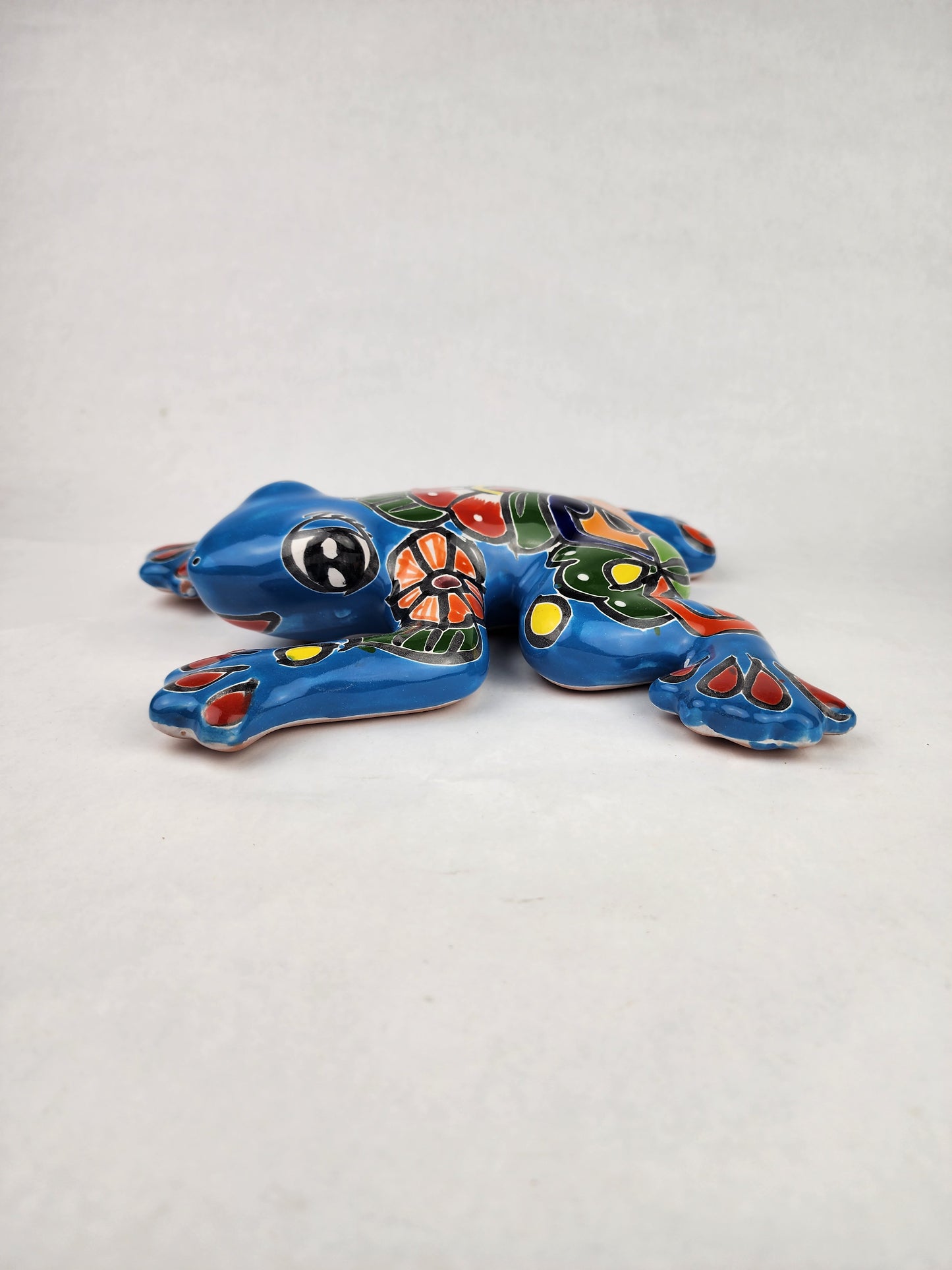 Sky Blue Talavera-Style Frog – Handcrafted Mexican Folk Art Décor