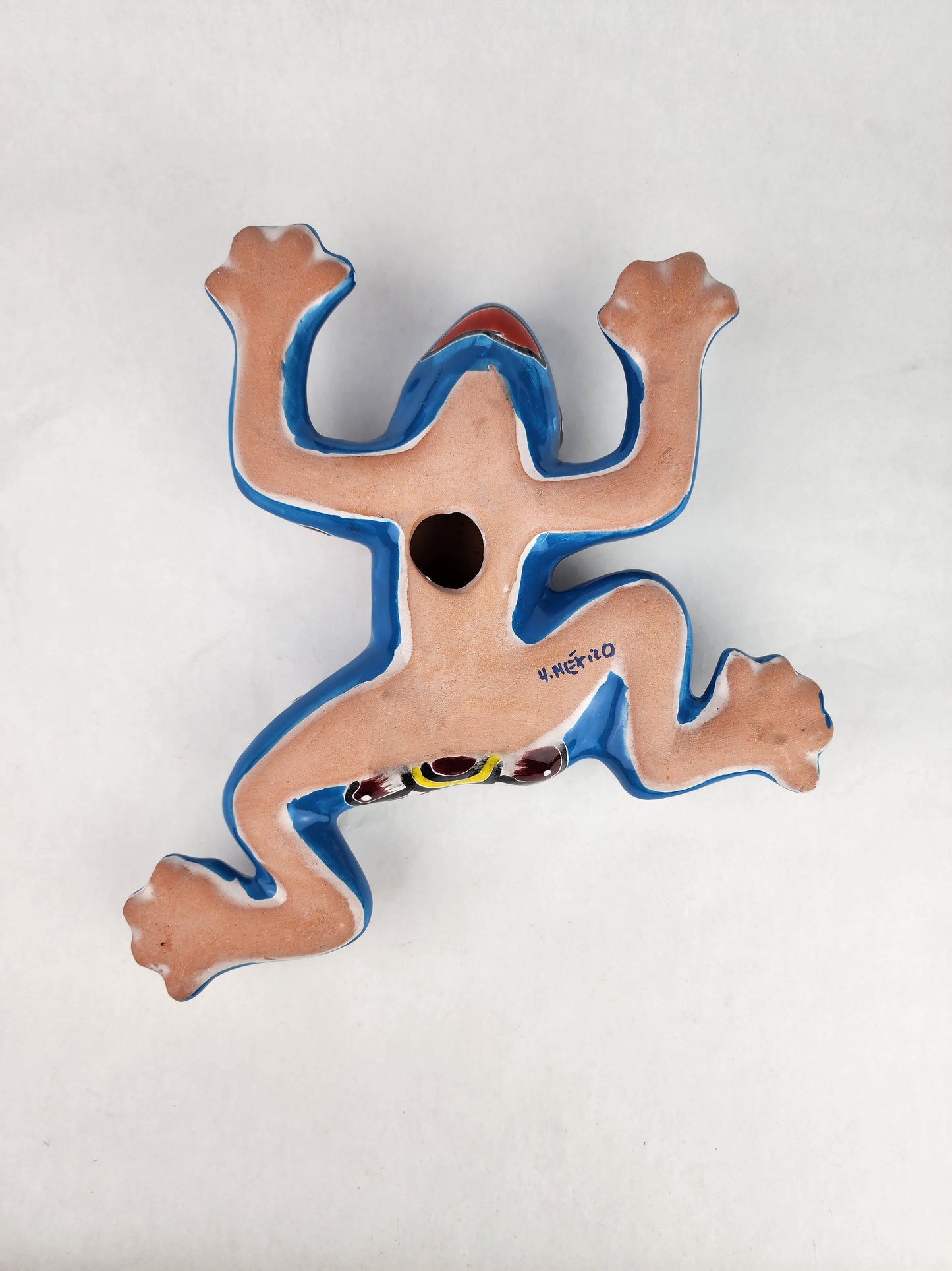 Sky Blue Talavera-Style Frog – Handcrafted Mexican Folk Art Décor