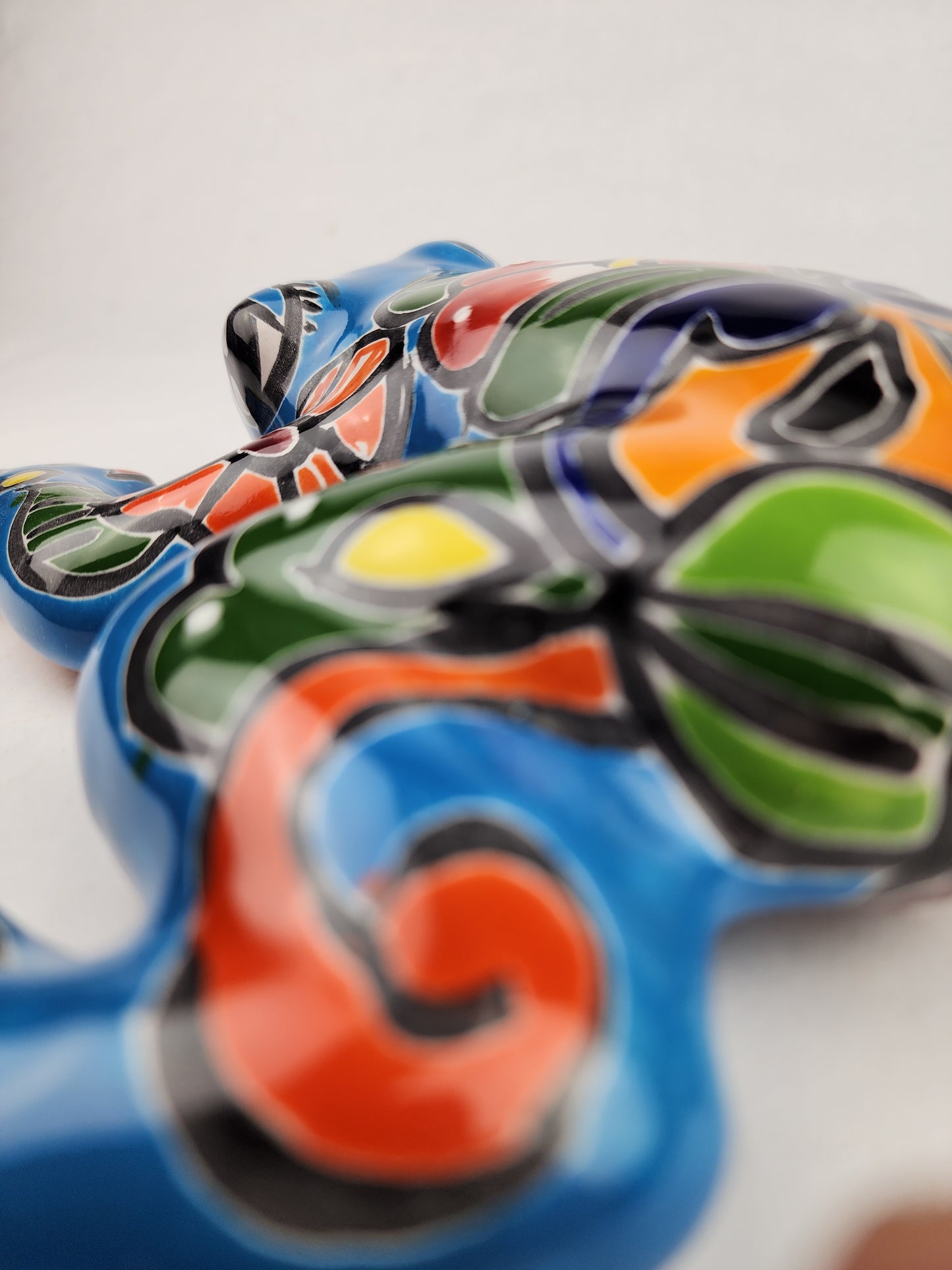 Sky Blue Talavera-Style Frog – Handcrafted Mexican Folk Art Décor
