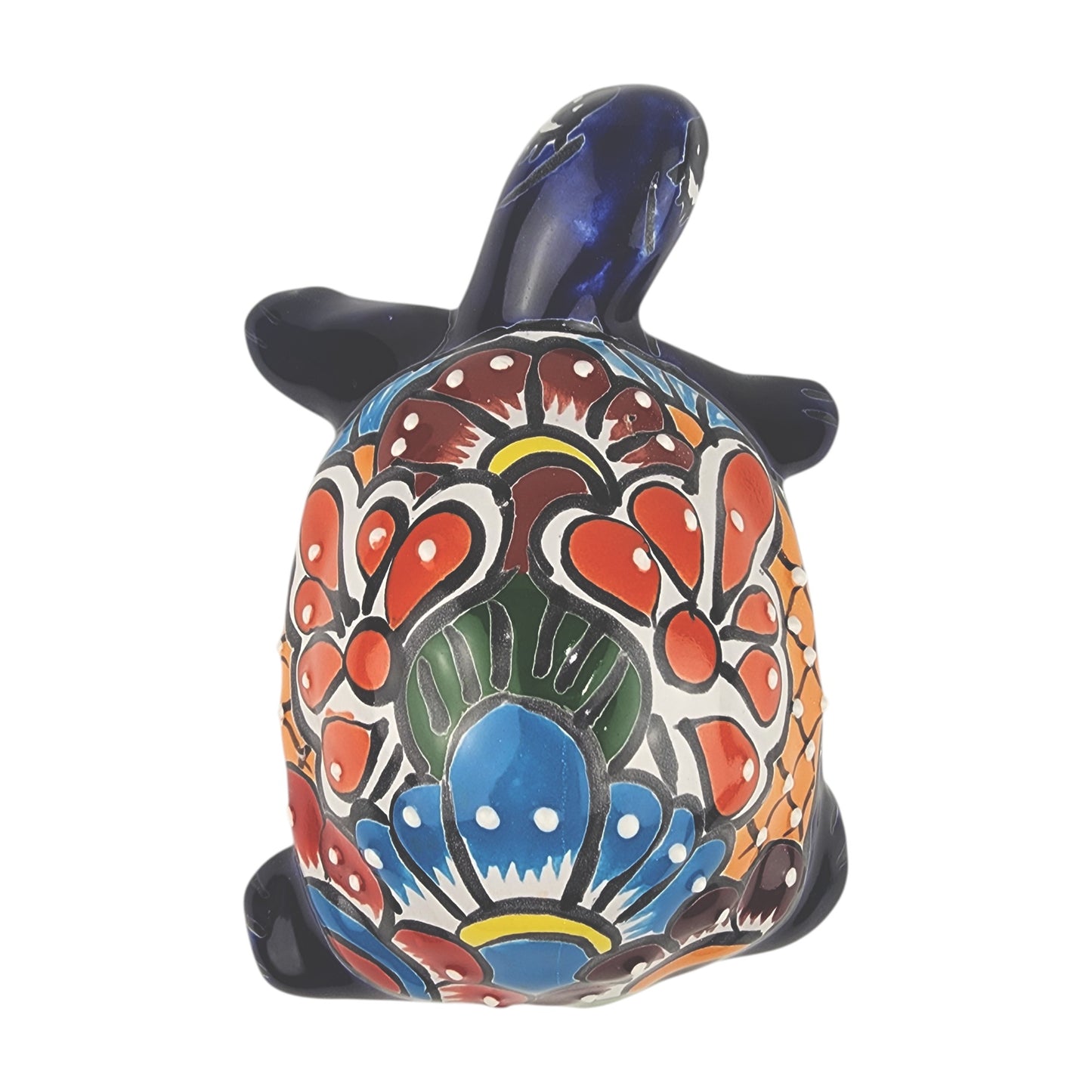 Talavera-Style Ceramic Turtle Figurine 8.5" – Mexican Folk Art Décor
