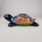 Blue Talavera-Style Ceramic Turtle Figurine 9.5" – Mexican Folk Art Décor