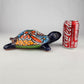 Blue Talavera-Style Ceramic Turtle Figurine 9.5" – Mexican Folk Art Décor