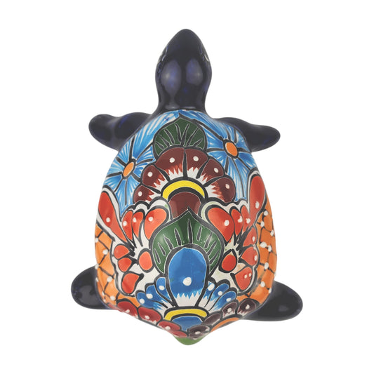 Large Blue Talavera-Style Turtle Figurine 11" – Mexican Ceramic Folk Art