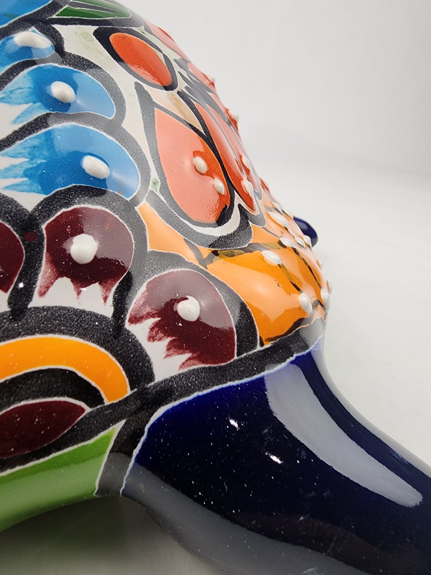 Large Blue Talavera-Style Turtle Figurine 11" – Mexican Ceramic Folk Art