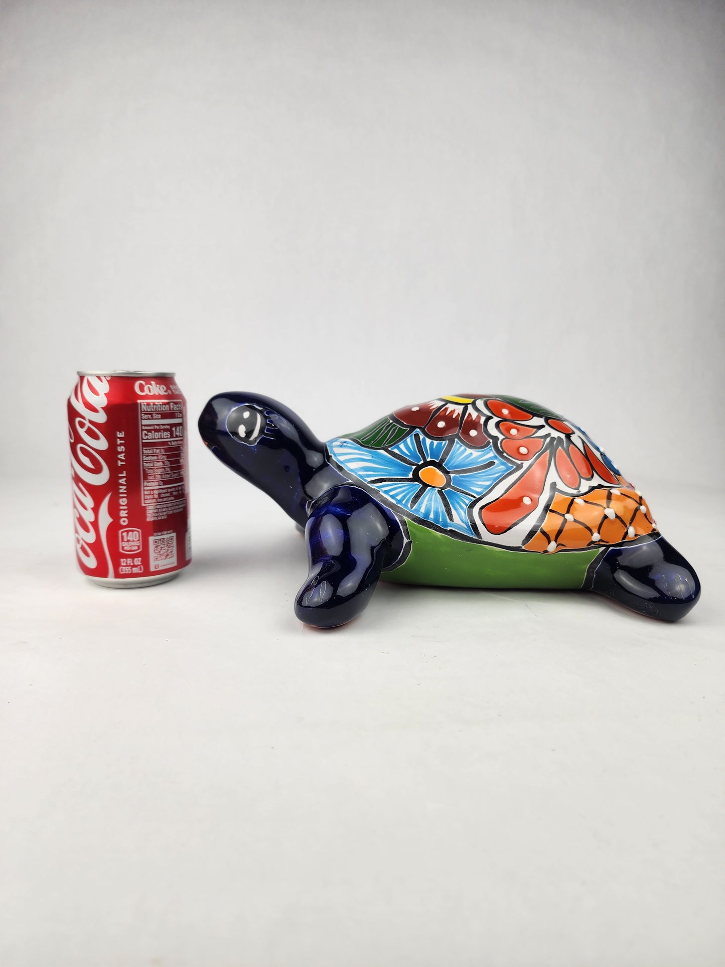 Large Blue Talavera-Style Turtle Figurine 11" – Mexican Ceramic Folk Art