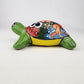 Green Talavera-Style Ceramic Turtle Figurine 8.5" – Mexican Folk Art Décor