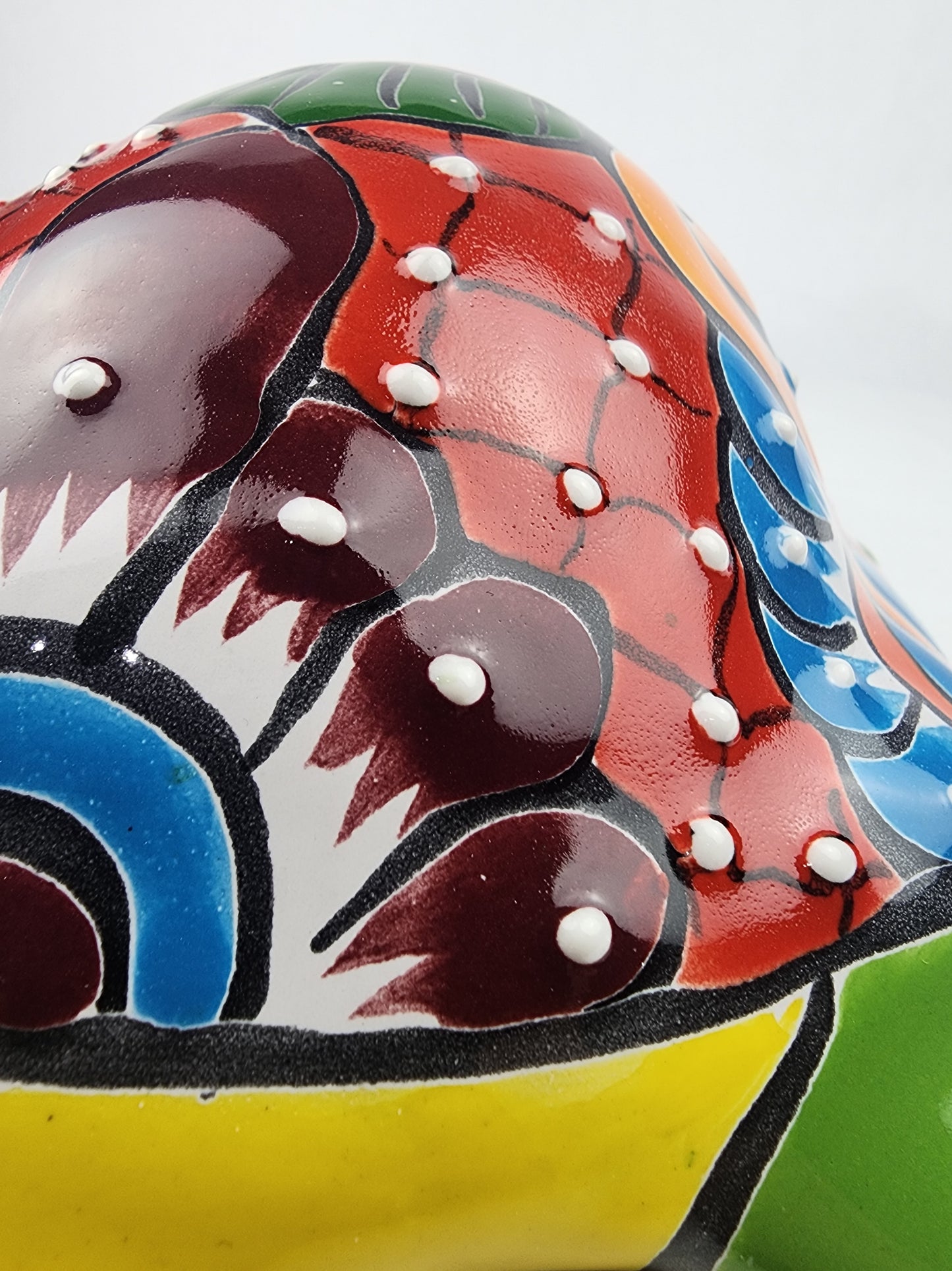 Green Talavera-Style Turtle Figurine 11" – Mexican Ceramic Folk Art