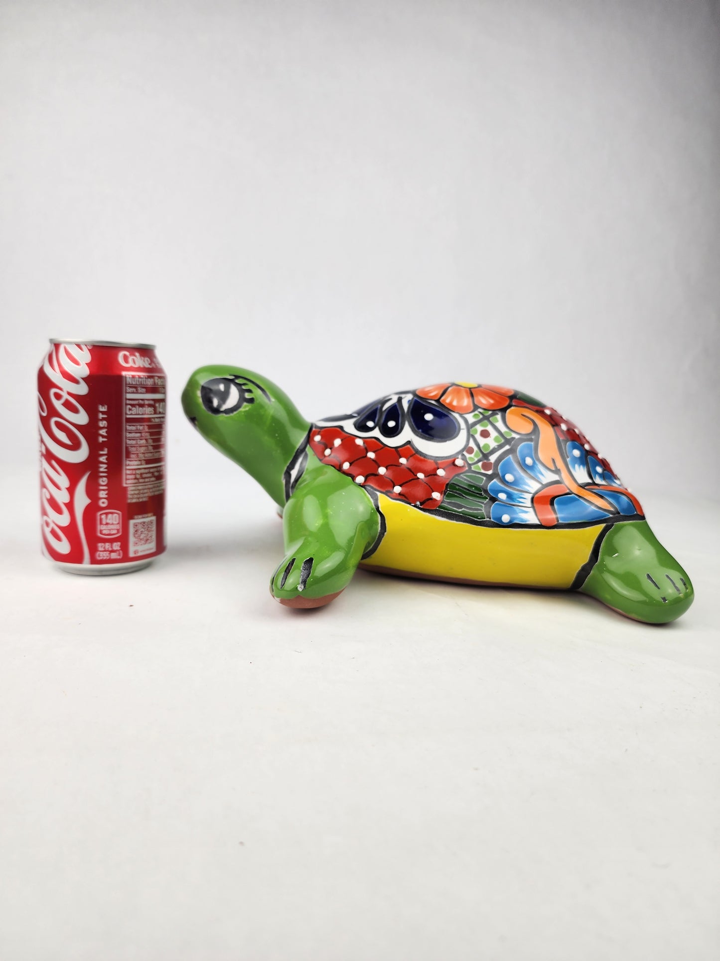 Green Talavera-Style Turtle Figurine 11" – Mexican Ceramic Folk Art