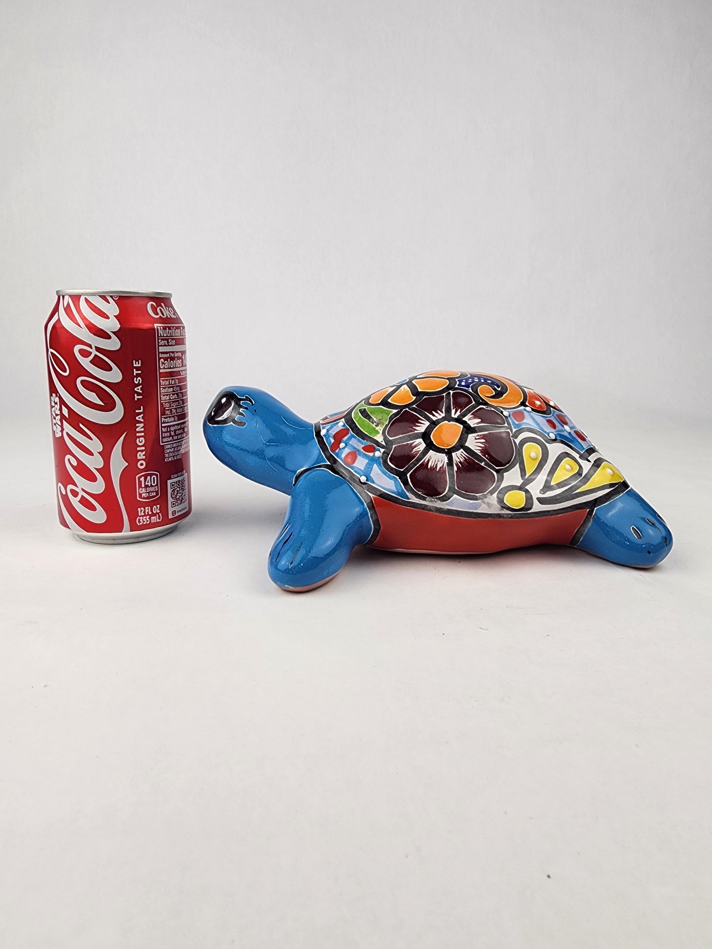 Sky Blue Talavera-Style Turtle Figurine 8.5" – Mexican Ceramic Folk Art