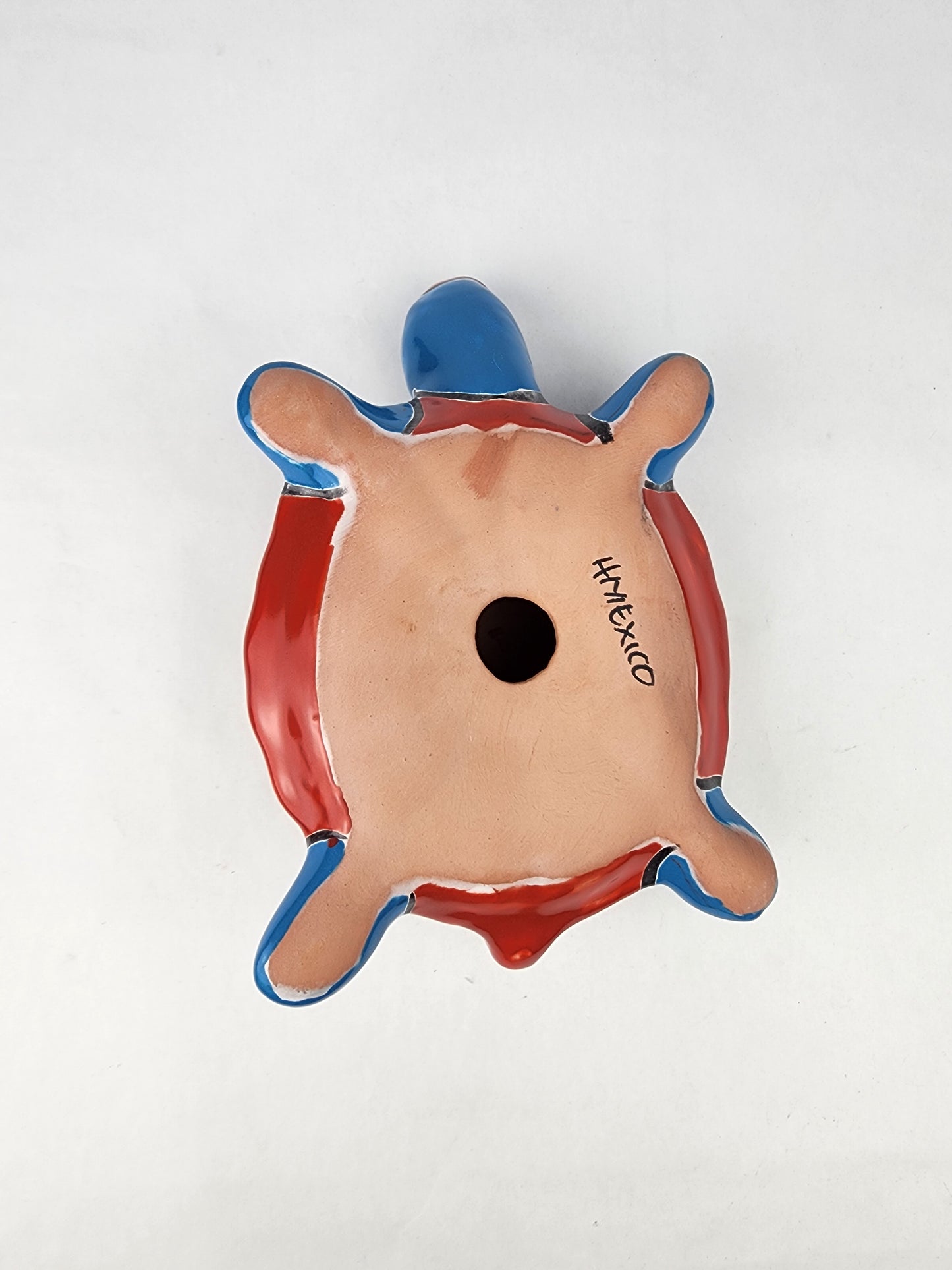 Sky Blue Talavera-Style Turtle Figurine 9.5" – Mexican Ceramic Décor
