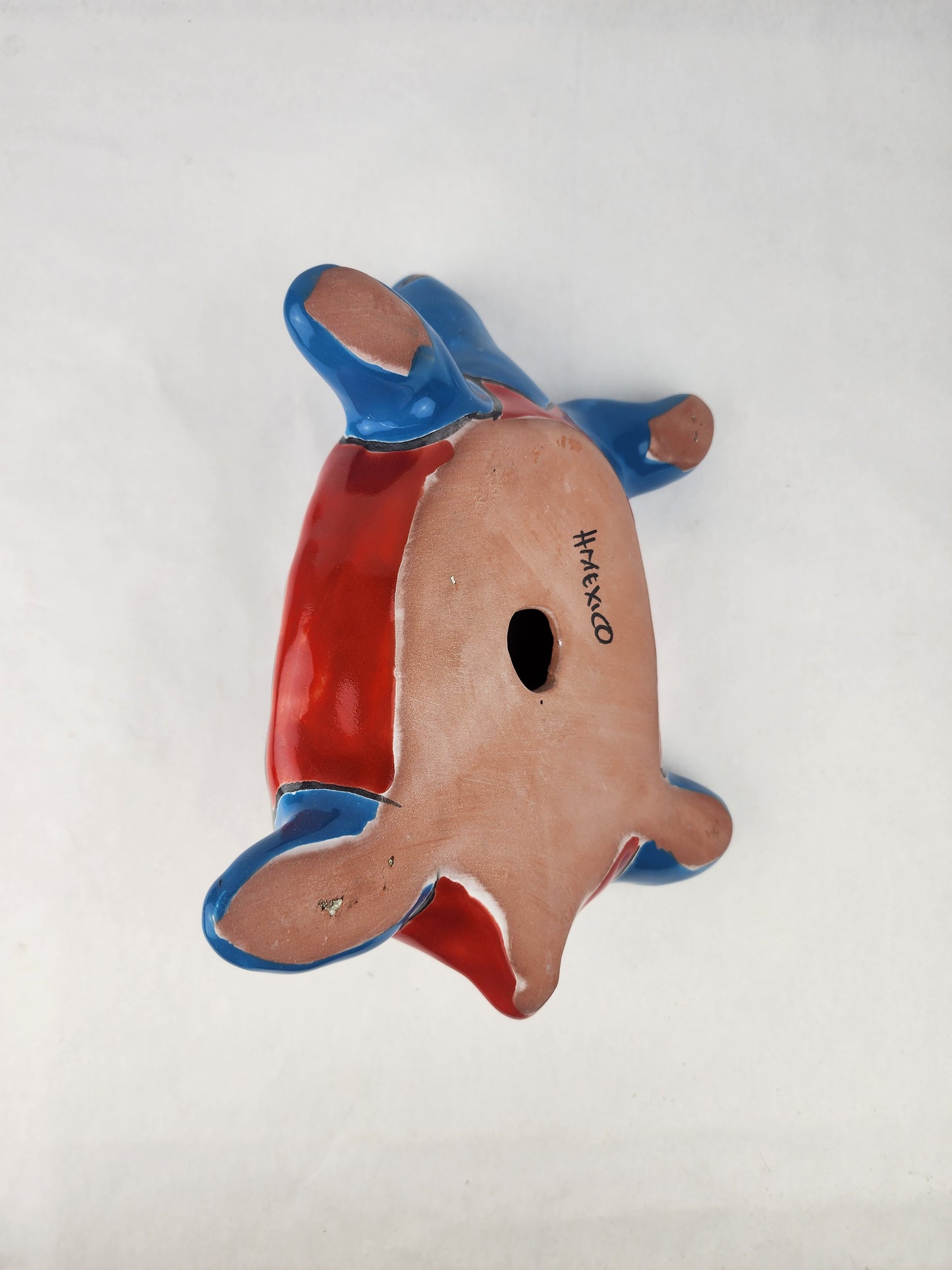 Sky Blue Talavera-Style Turtle Figurine 11" – Mexican Ceramic Garden Accent