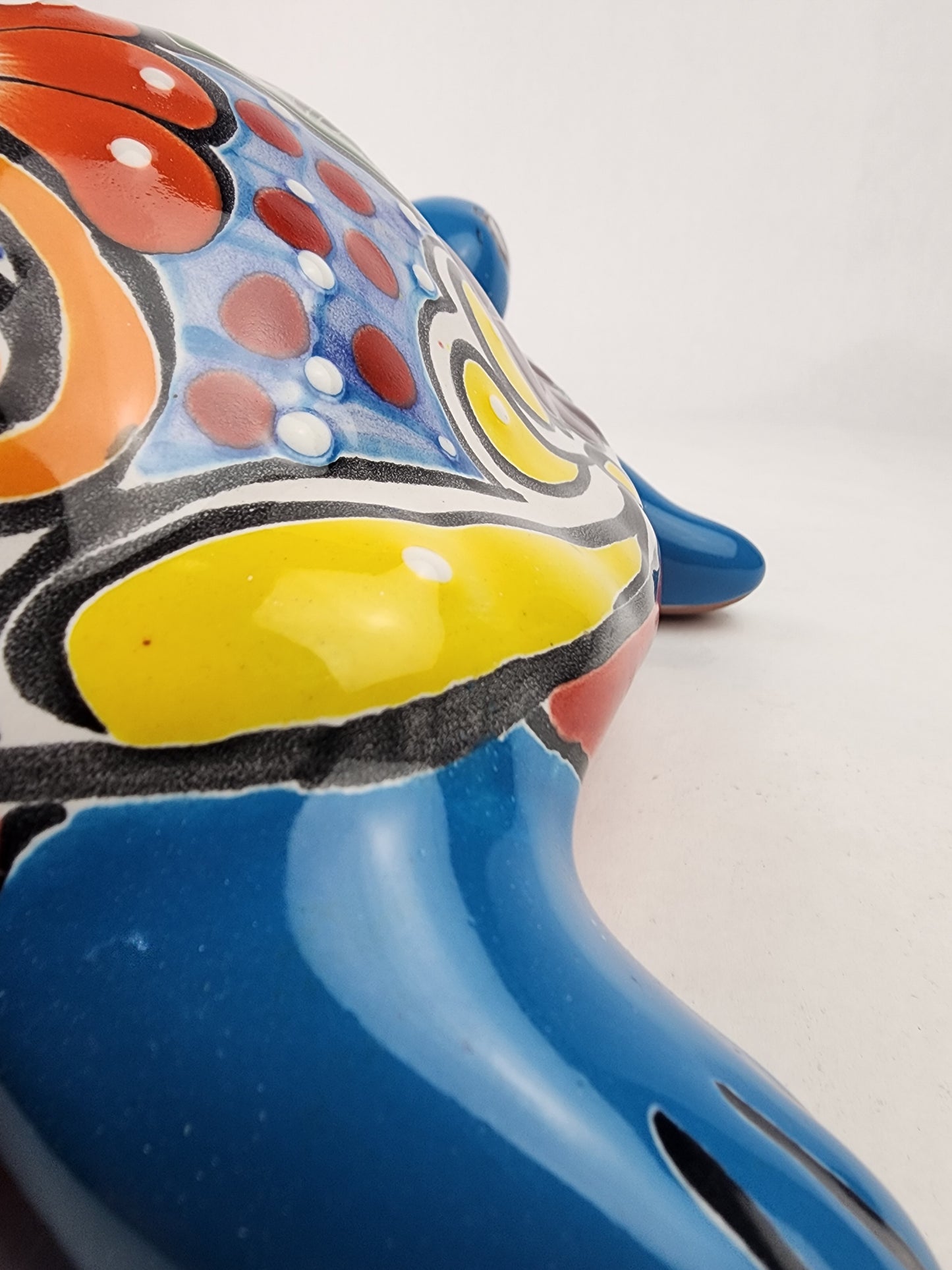 Sky Blue Talavera-Style Turtle Figurine 11" – Mexican Ceramic Garden Accent