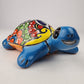 Sky Blue Talavera-Style Turtle Figurine 8.5" – Mexican Garden Folk Art