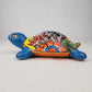 Sky Blue Talavera-Style Turtle Figurine 9.5" – Mexican Folk Art Accent