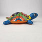Sky Blue Talavera-Style Turtle Figurine 9.5" – Mexican Folk Art Accent