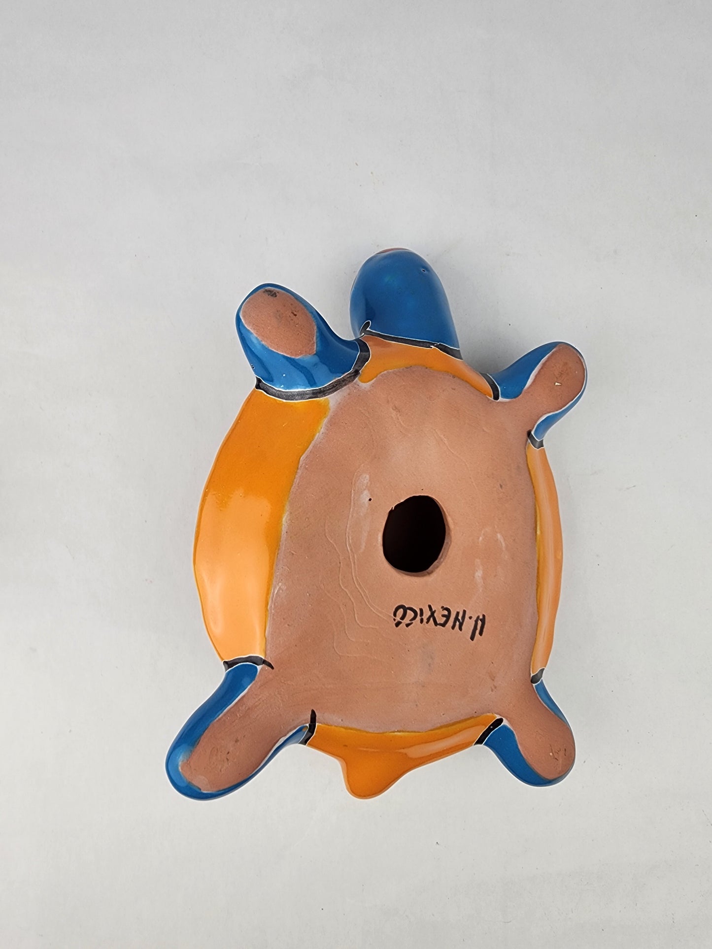 Sky Blue Talavera-Style Turtle Figurine 9.5" – Mexican Folk Art Accent