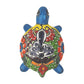 Sky Blue Talavera-Style Turtle Figurine 9.5" – Mexican Folk Art Accent