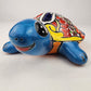 Sky Blue Talavera-Style Turtle Figurine 9.5" – Mexican Folk Art Accent