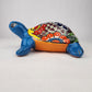 Sky Blue Talavera-Style Turtle Figurine 11" – Mexican Folk Art Décor