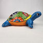 Sky Blue Talavera-Style Turtle Figurine 11" – Mexican Folk Art Décor