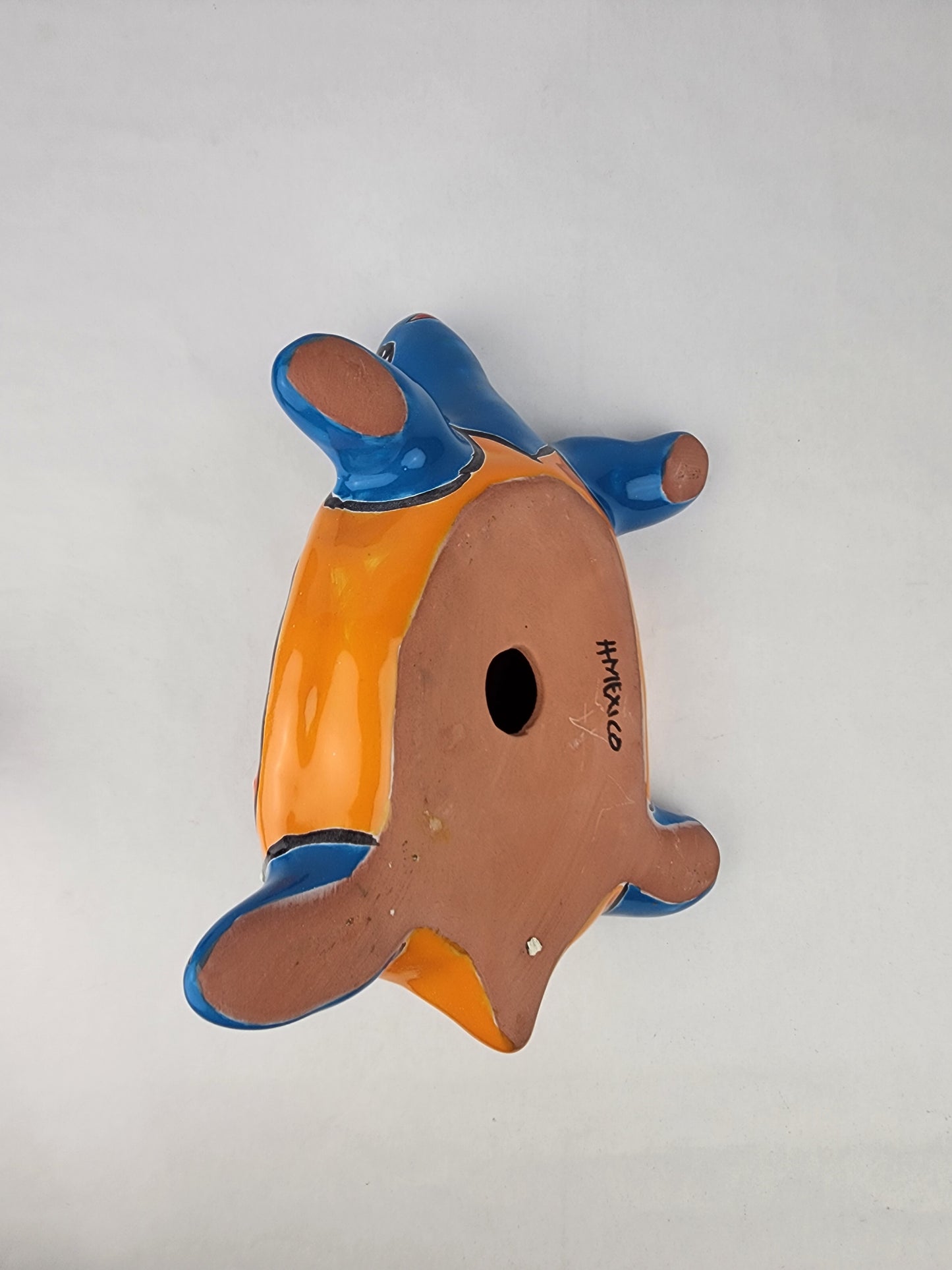 Sky Blue Talavera-Style Turtle Figurine 11" – Mexican Folk Art Décor