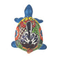 Hand-painted Mexican ceramic turtle figurine with colorful Talavera-style floral patterns on white background