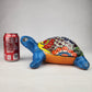 Sky Blue Talavera-Style Turtle Figurine 11" – Mexican Folk Art Décor