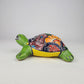Green Mexican Ceramic Turtle Figurine 8.5" – Talavera-Style Garden Décor