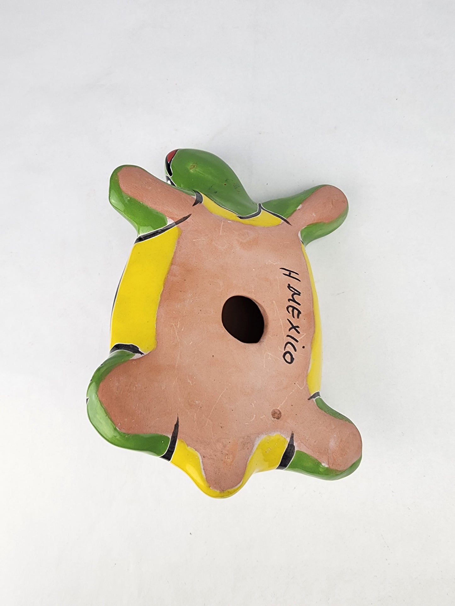 Green Mexican Ceramic Turtle Figurine 8.5" – Talavera-Style Garden Décor
