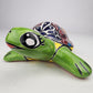 Green Mexican Ceramic Turtle Figurine 8.5" – Talavera-Style Garden Décor