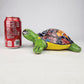 Green Mexican Ceramic Turtle Figurine 8.5" – Talavera-Style Garden Décor