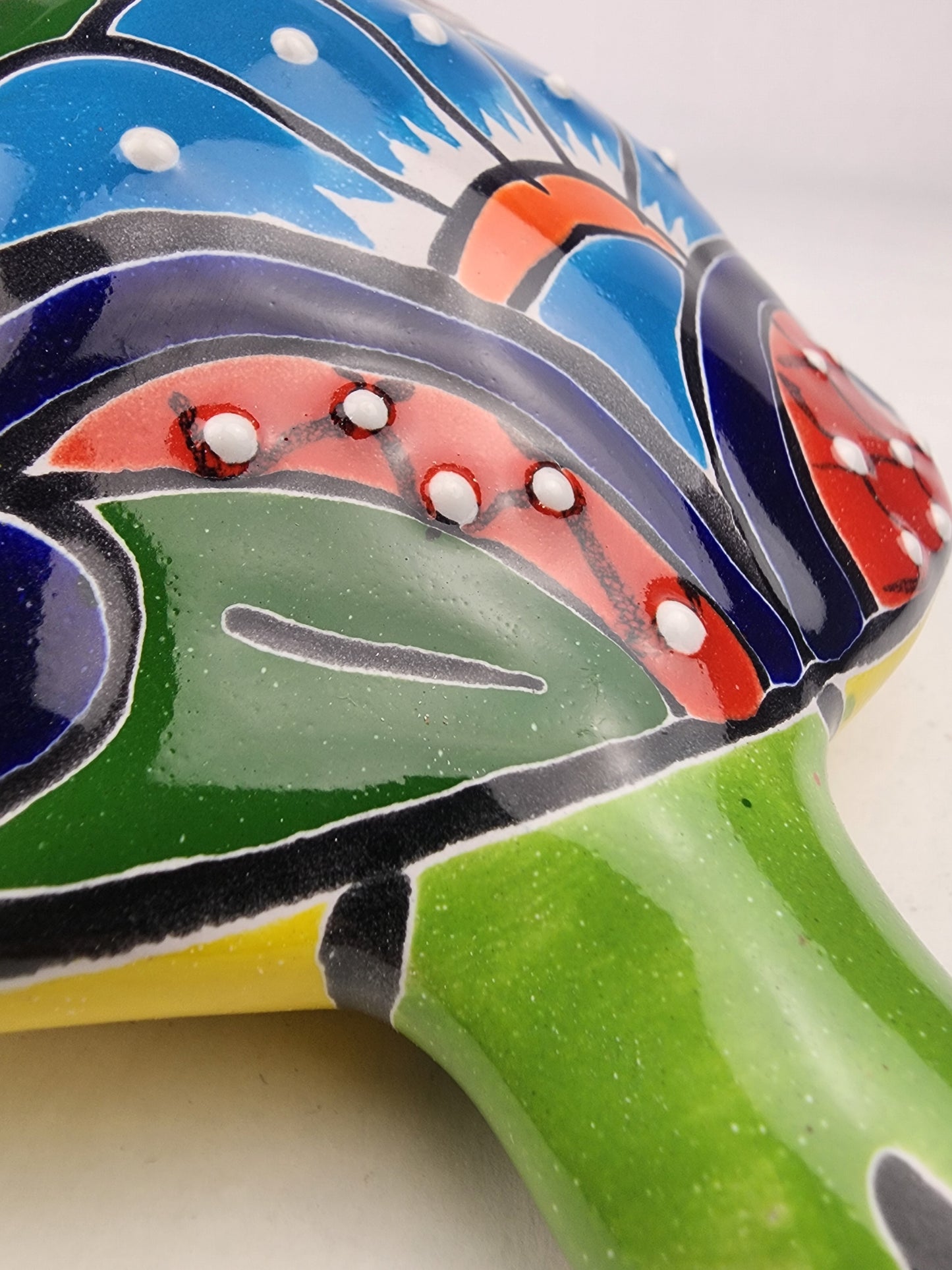 Green Talavera-Style Turtle Figurine 9.5" – Mexican Folk Art Décor