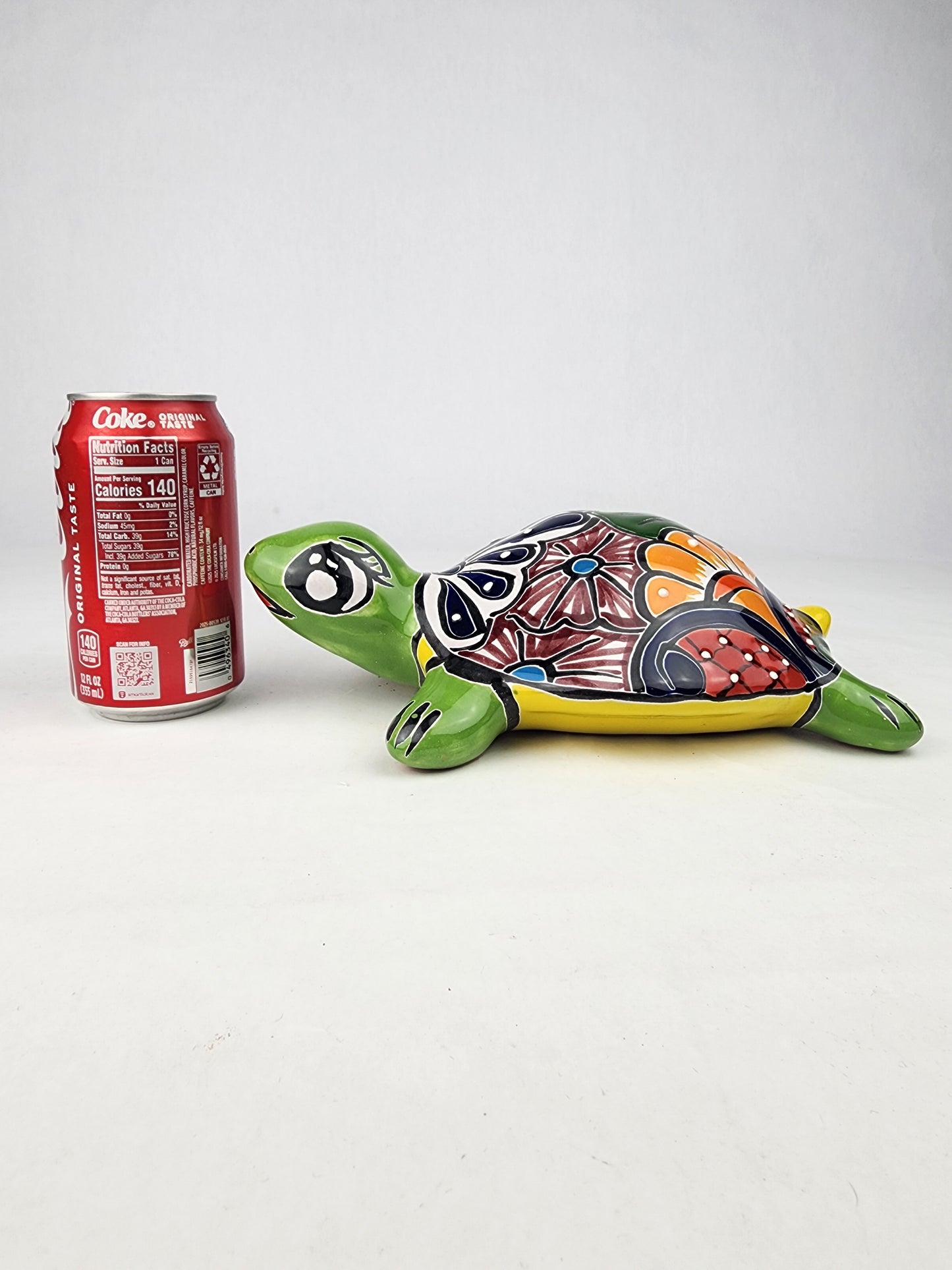 Green Talavera-Style Turtle Figurine 9.5" – Mexican Folk Art Décor