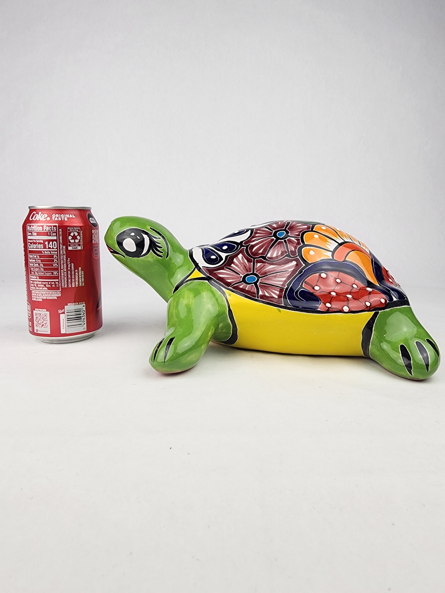 Green Talavera-Style Turtle Figurine 11" – Mexican Garden Folk Art