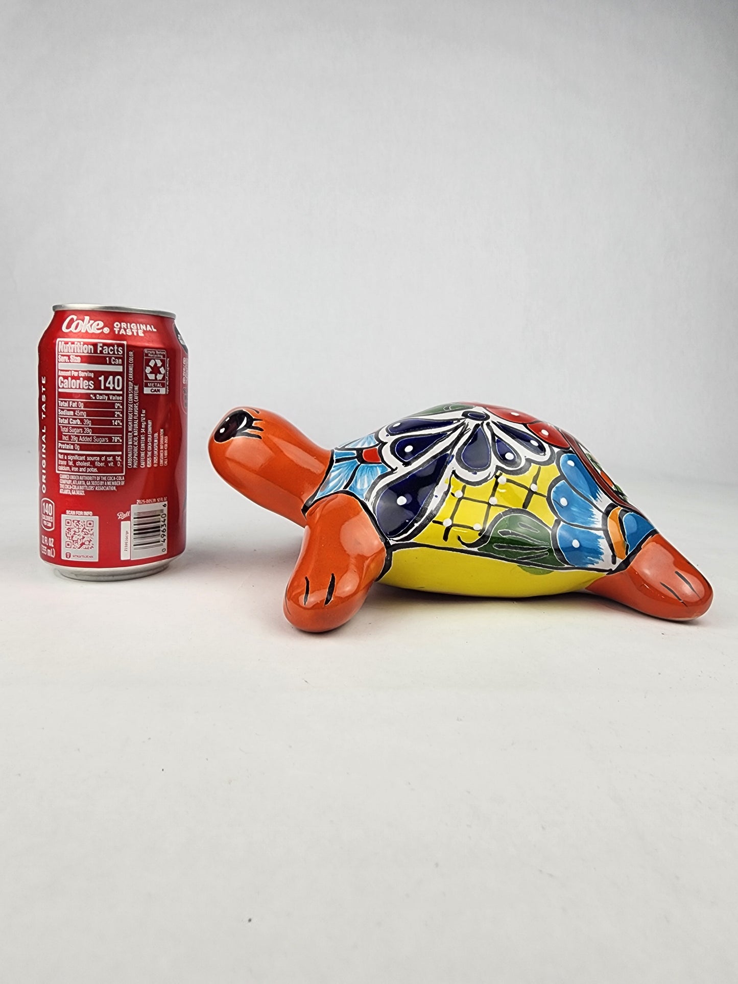 Red Orange Talavera-Style Turtle Figurine 8.5" – Mexican Ceramic Folk Art