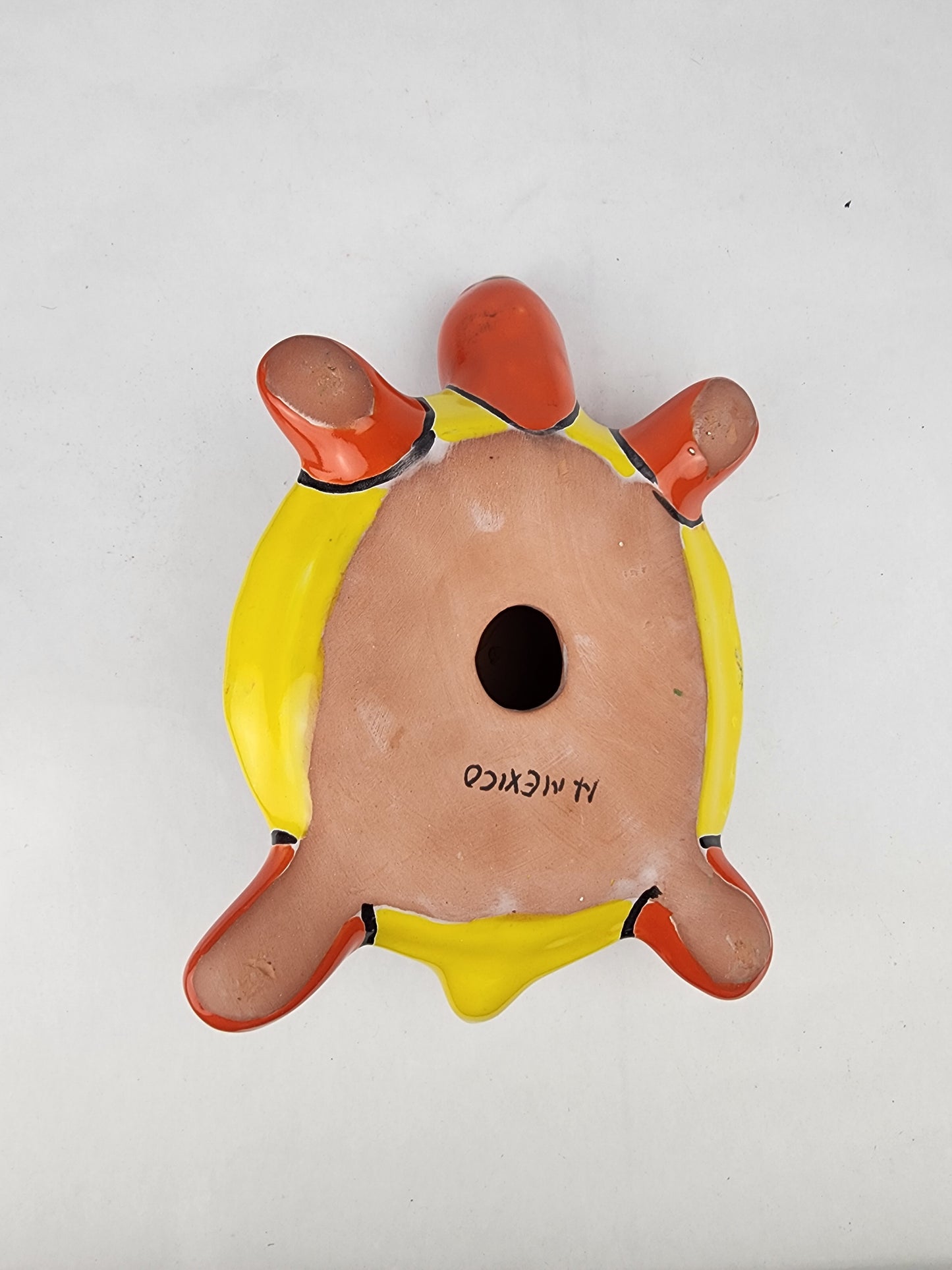 Red Orange Talavera-Style Turtle Figurine 9.5" – Mexican Ceramic Décor