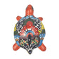 Red Orange Talavera-Style Turtle Figurine 9.5" – Mexican Ceramic Décor