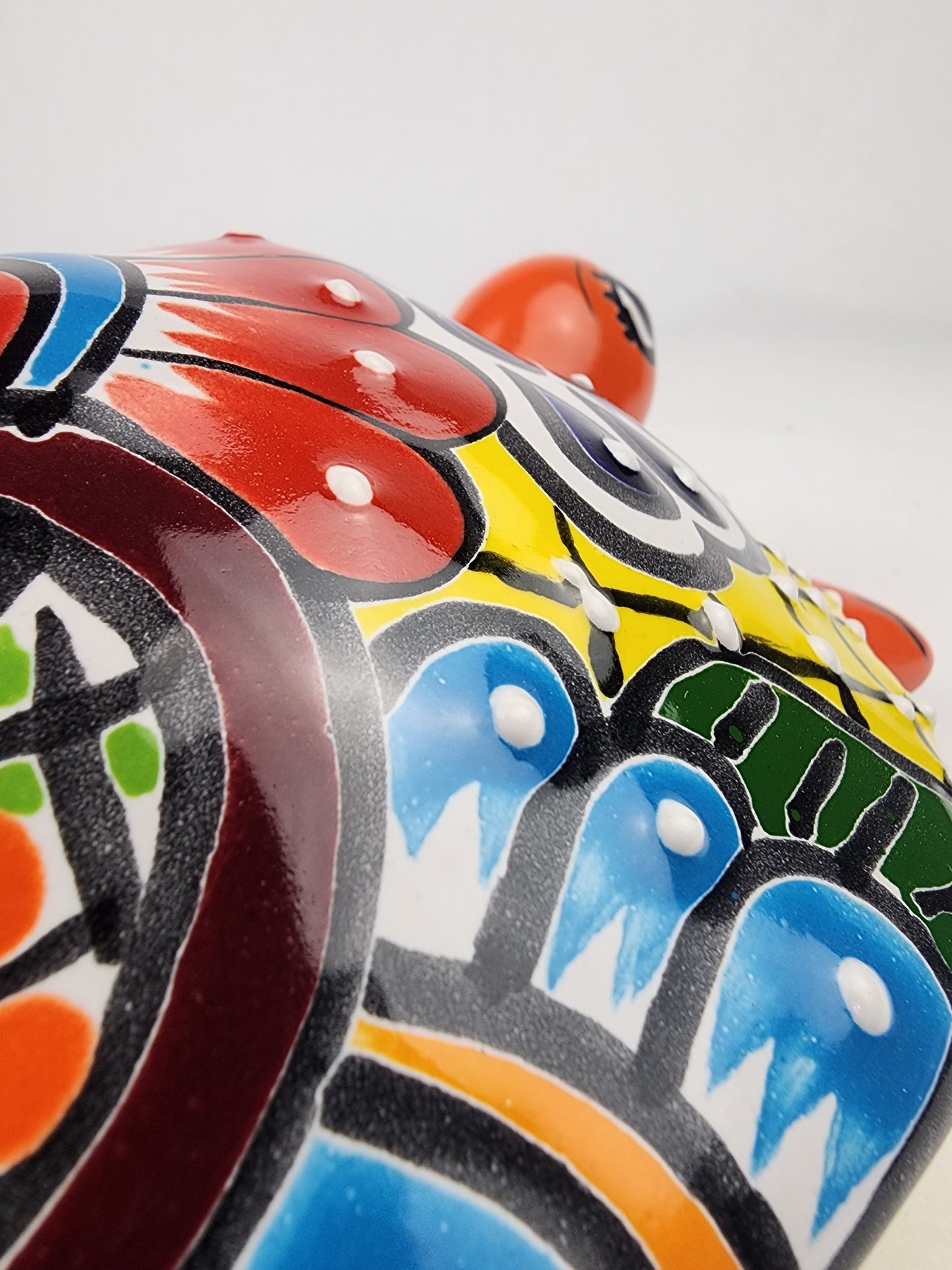 Red Orange Talavera-Style Turtle Figurine 9.5" – Mexican Ceramic Décor