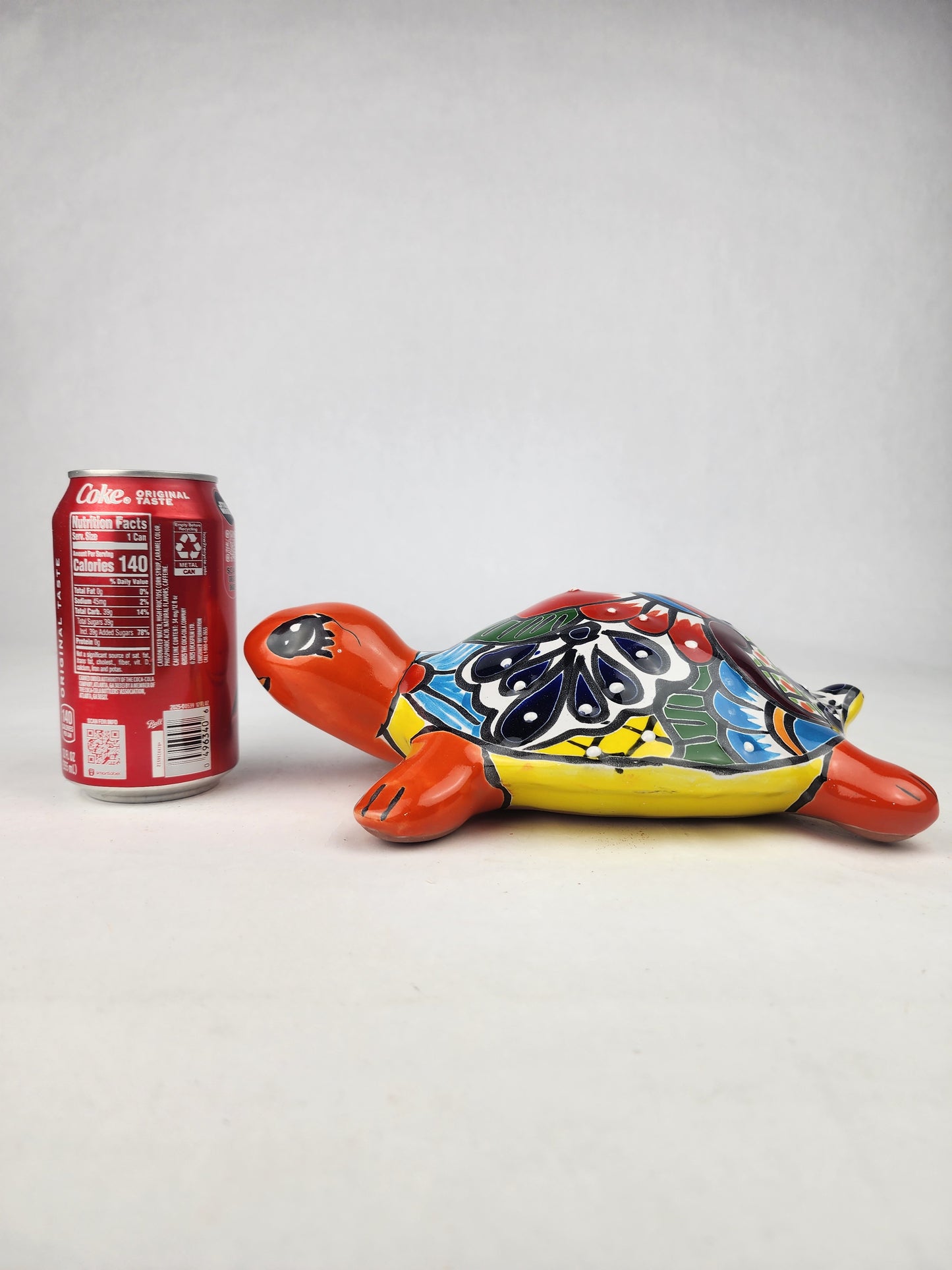 Red Orange Talavera-Style Turtle Figurine 9.5" – Mexican Ceramic Décor