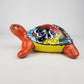 Red Orange Talavera-Style Turtle Figurine 11" – Mexican Ceramic Garden Décor