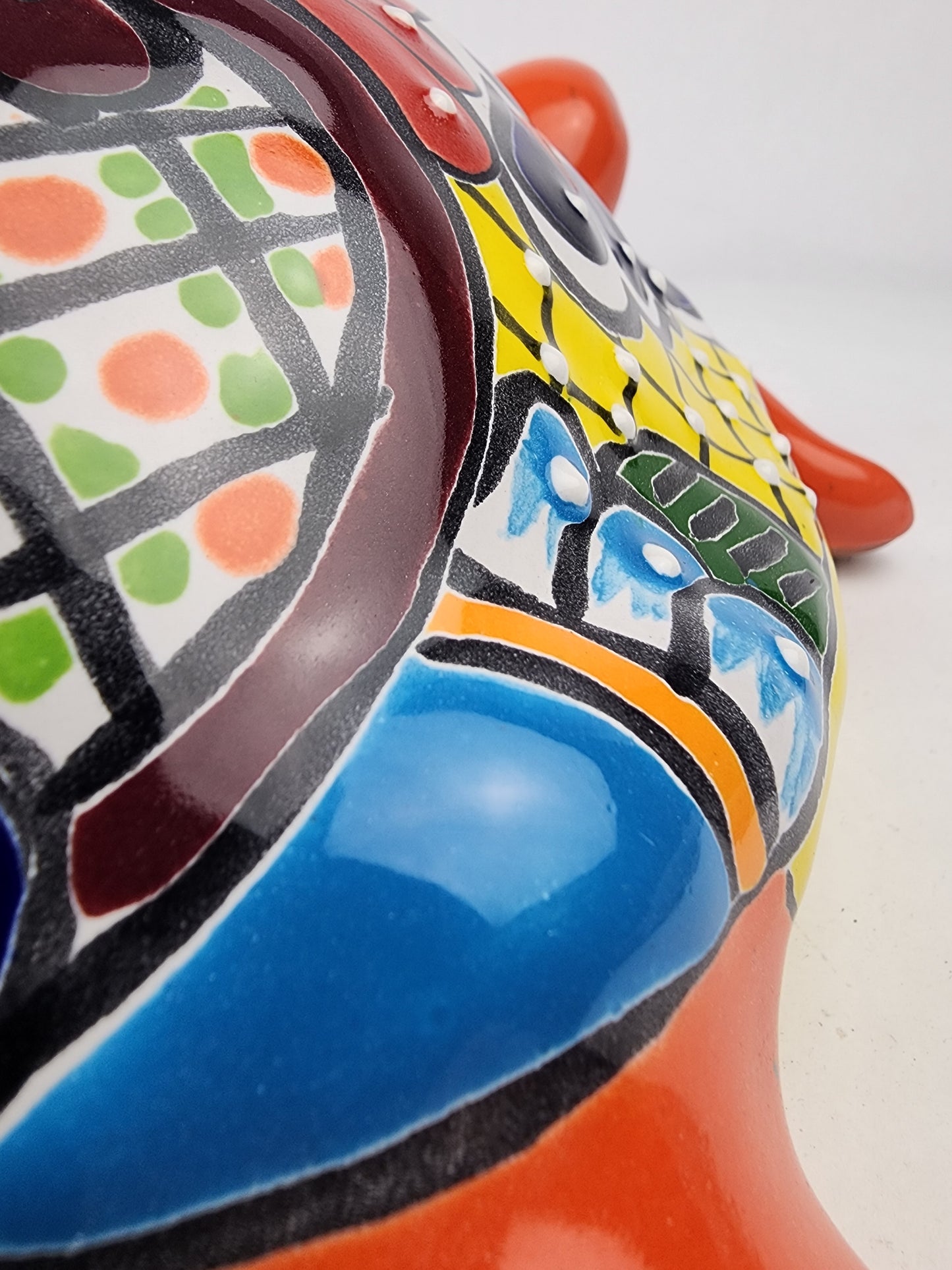 Red Orange Talavera-Style Turtle Figurine 11" – Mexican Ceramic Garden Décor
