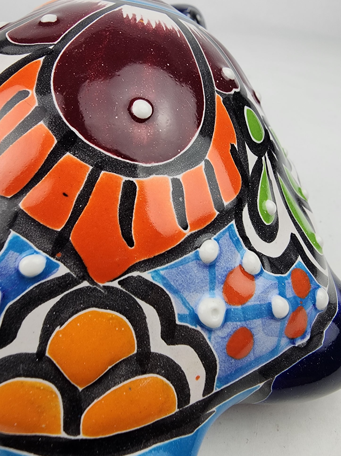 Talavera-Style Ceramic Turtle Figurine 8.5" – Mexican Folk Art Décor