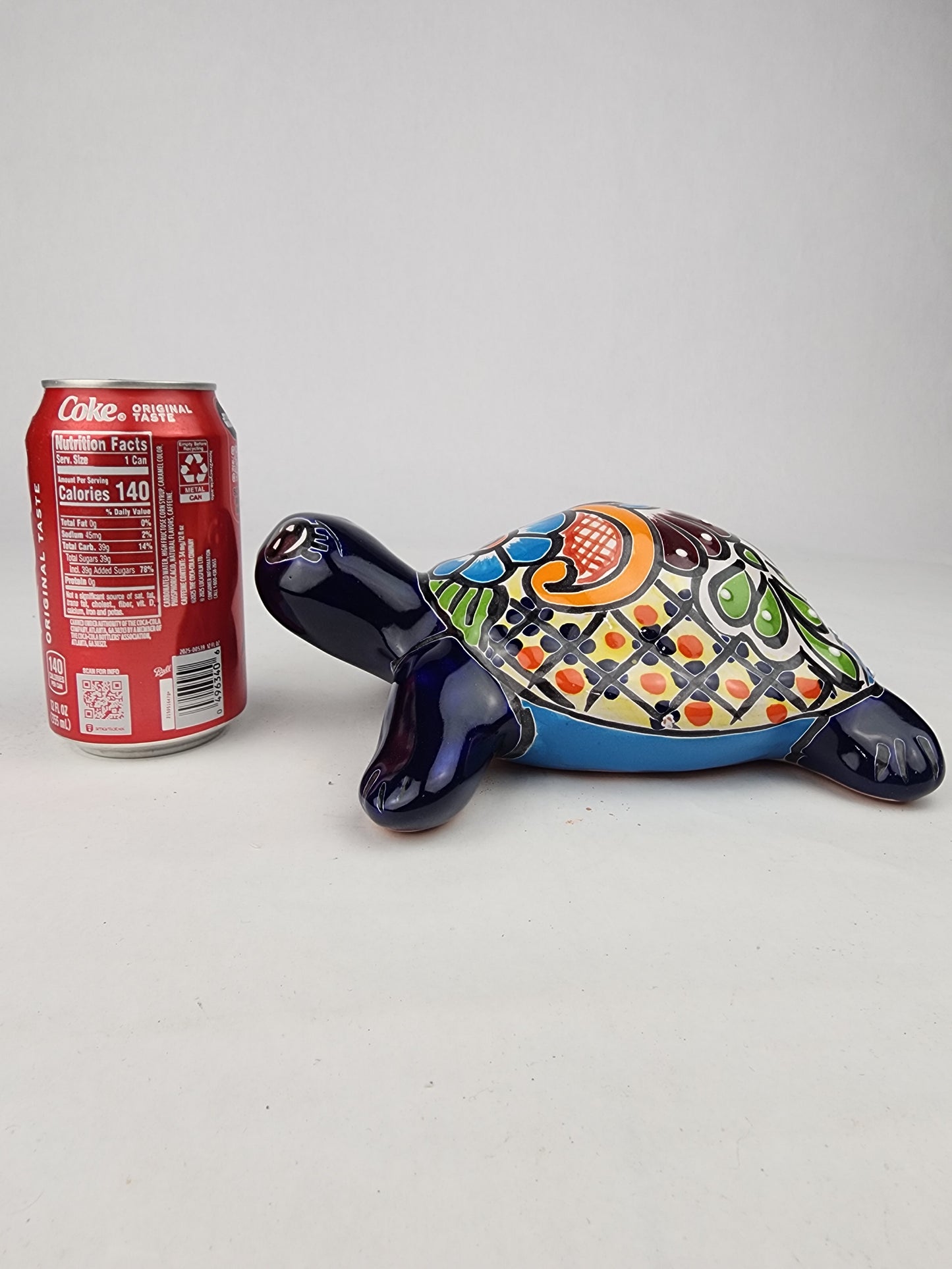 Talavera-Style Ceramic Turtle Figurine 8.5" – Mexican Folk Art Décor